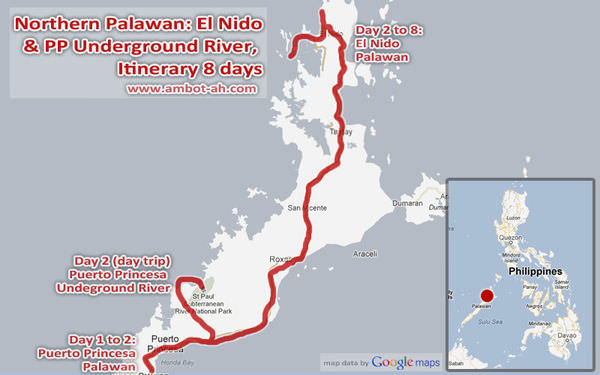 north palawan map
